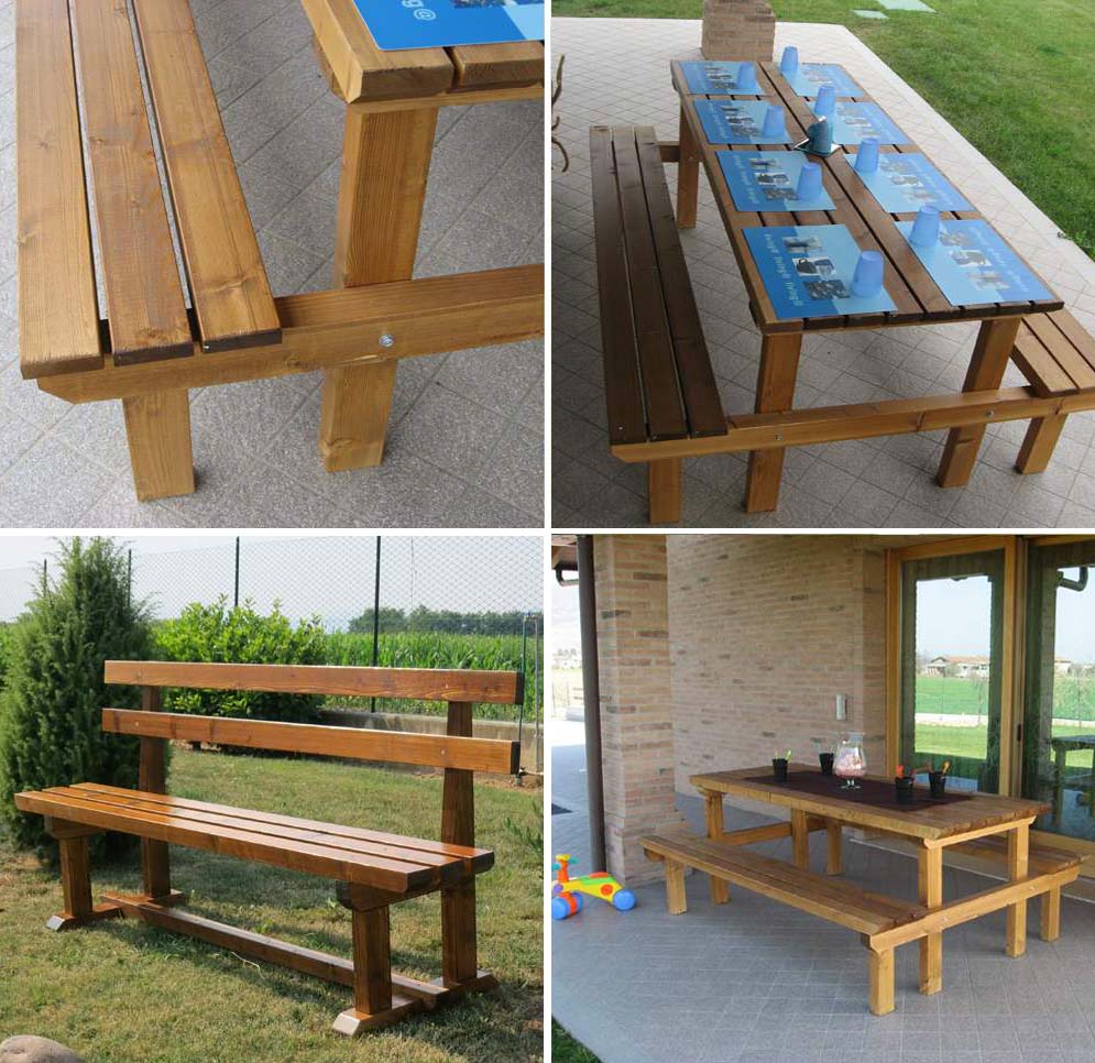 Panchina in legno verniciata noce